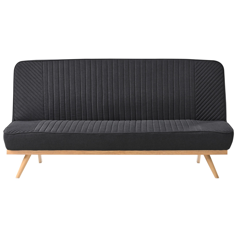 Divano letto Nero Rivestimento in tessuto Gambe in metallo 2 posti Seduta con schienale imbottito Design moderno Senza braccioli