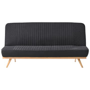 Divano letto Nero Rivestimento in tessuto Gambe in metallo 2 posti Seduta con schienale imbottito Design moderno Senza braccioli