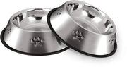 Bacini per cibo e acqua in acciaio inossidabile - Bacini per cani con base antiscivolo - 26 cm - Adatti per cani grandi e di taglia media - 2 pezzi