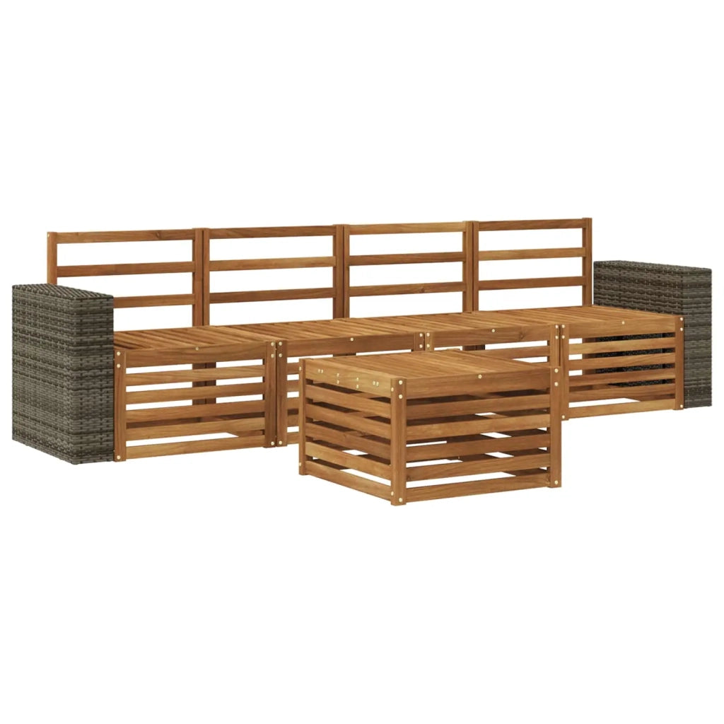 Set di divani da esterno 5 pz Naturale Legno di Acacia Massello 3384005