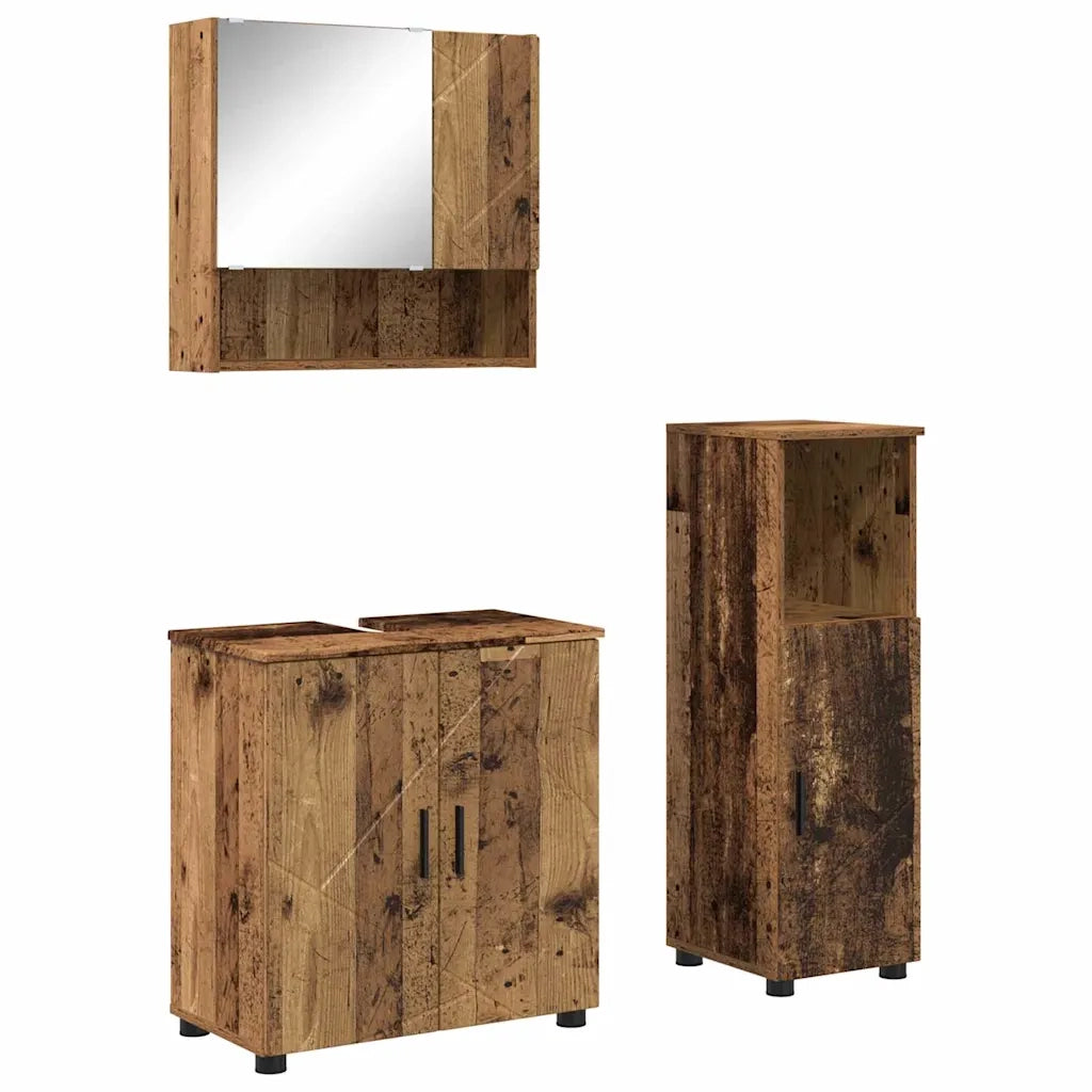 Set di mobili per il bagno con porta 3 pcs Legno vecchio 3392951
