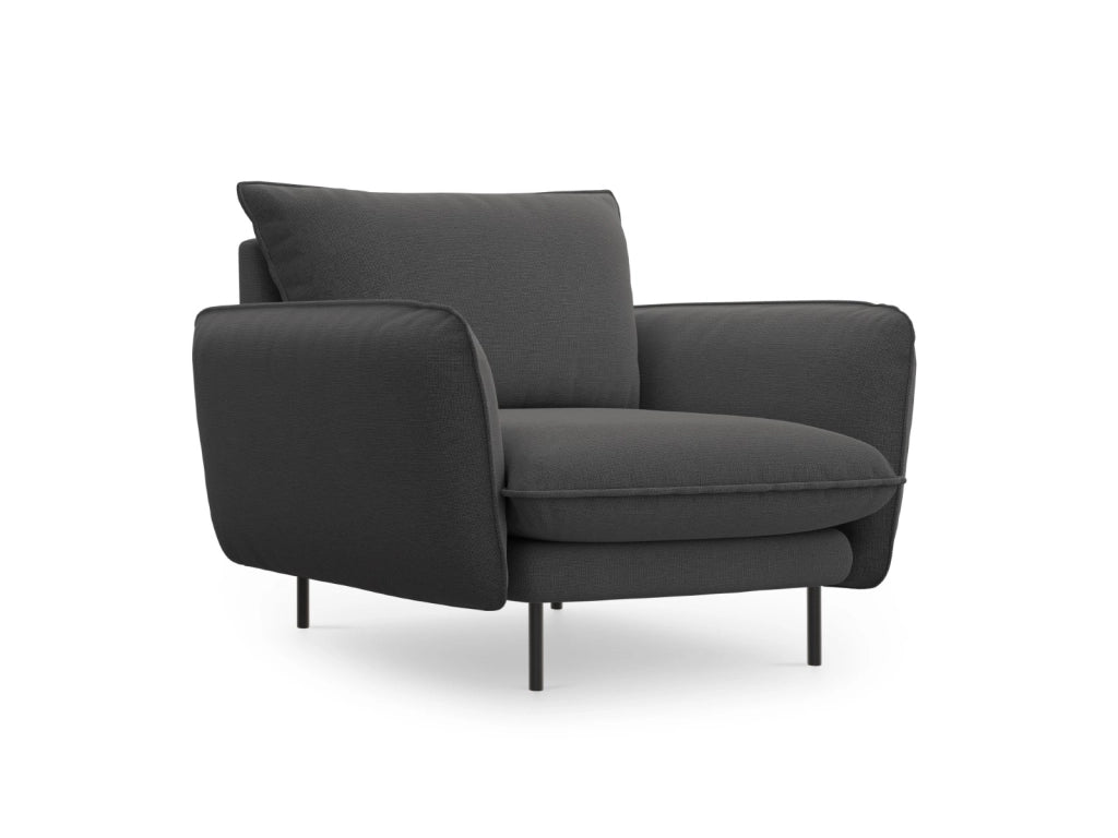 Cosmopolitan Design - Poltrona "Vienna" in tessuto strutturato grigio scuro 