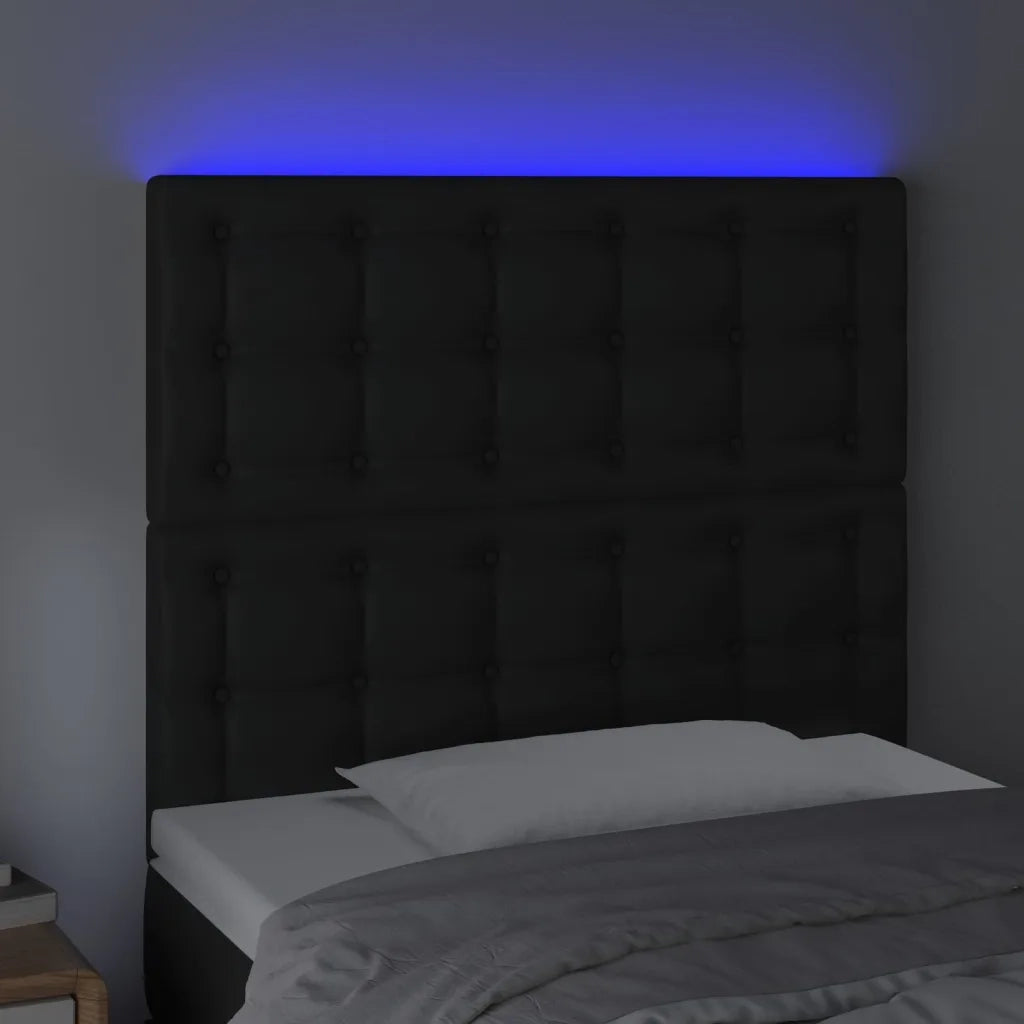 Testiera a LED-Testata con LED nero 90x5x118/128 cm in Similpelle 801069