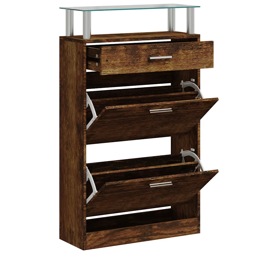 Scarpiera Rovere Fumo 63x24x104 cm in Legno Multistrato 342567