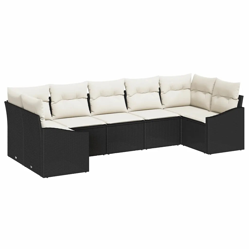 Set di divani con cuscino 7 pcs Nero polyrattan 3346867