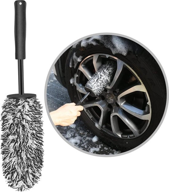 Set di spazzole per ruote in alluminio, spazzola per ruote in microfibra premium per una pulizia delicata fino all'interno del cerchione, lunga spazzola per autoreinigung professionale, set di spazzole per pulizia cerchioni