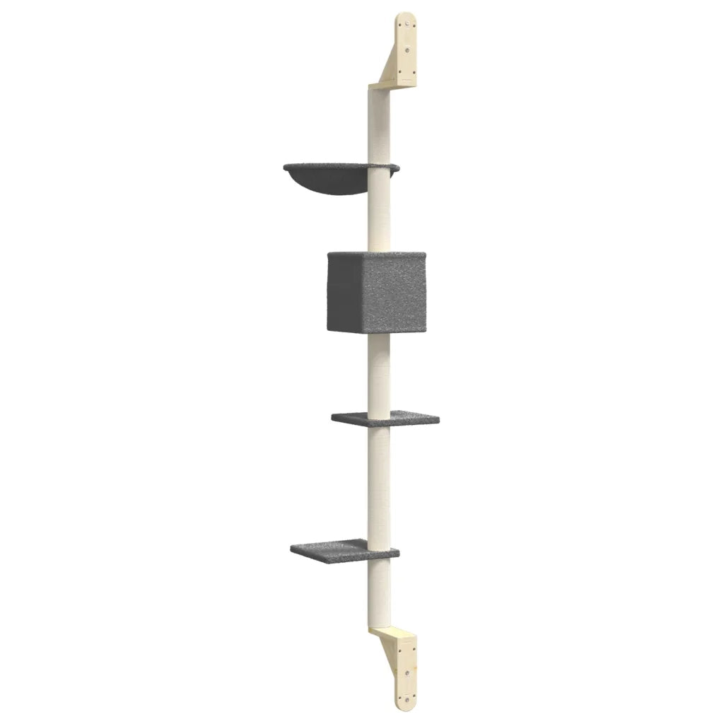 vidaXL Albero per Gatti con Tiragraffi a Parete Grigio Scuro 187 cm