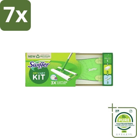 7 x Kit di Pulizia del Pavimento - Starter - 1 Aspirapolvere + 8 Fazzoletti Secchi & 3 Fazzoletti Umidi - Confezione Grande - Pulizia del Pavimento - Pulizia - Aspirapolvere - Fazzoletto Seco - Fazzoletto Umido