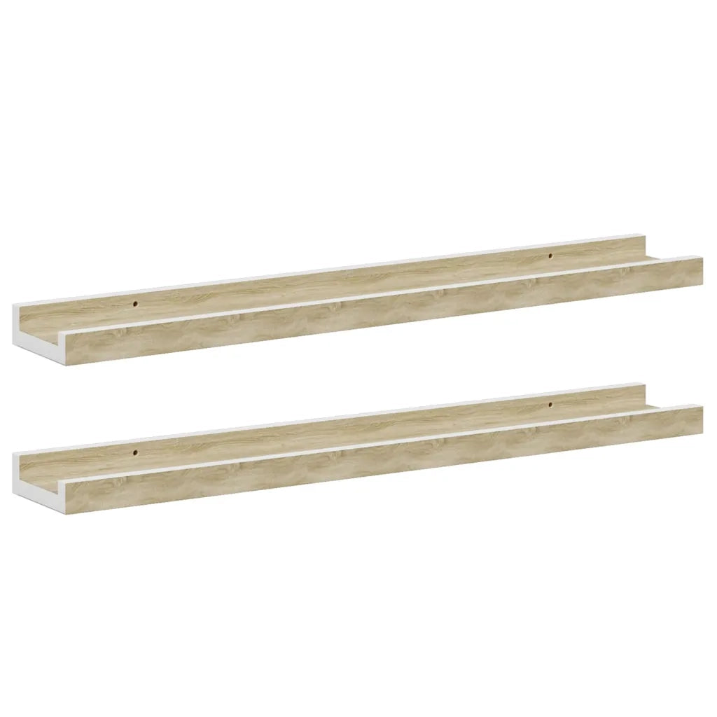 Mensole da Parete 2 pz Bianco e Rovere Sonoma 60x9x3 cm 326690