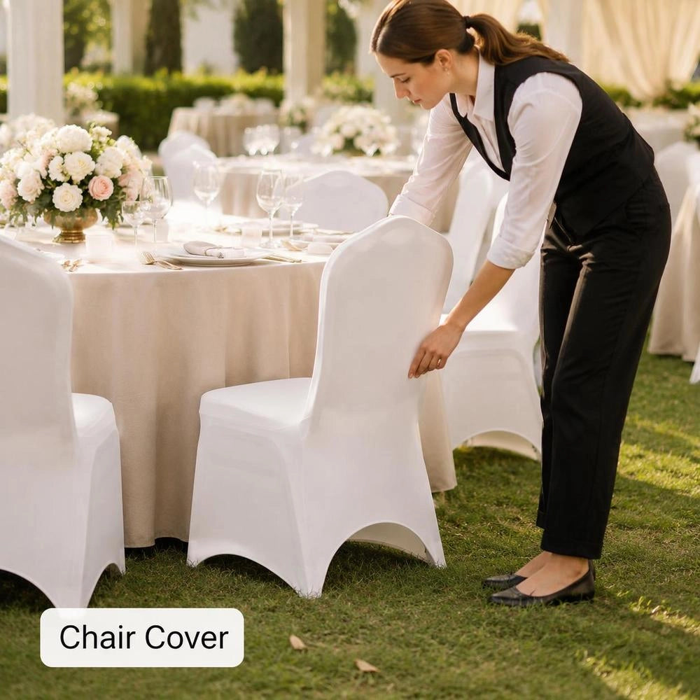 6 X Chair Cover Stretch Cover White