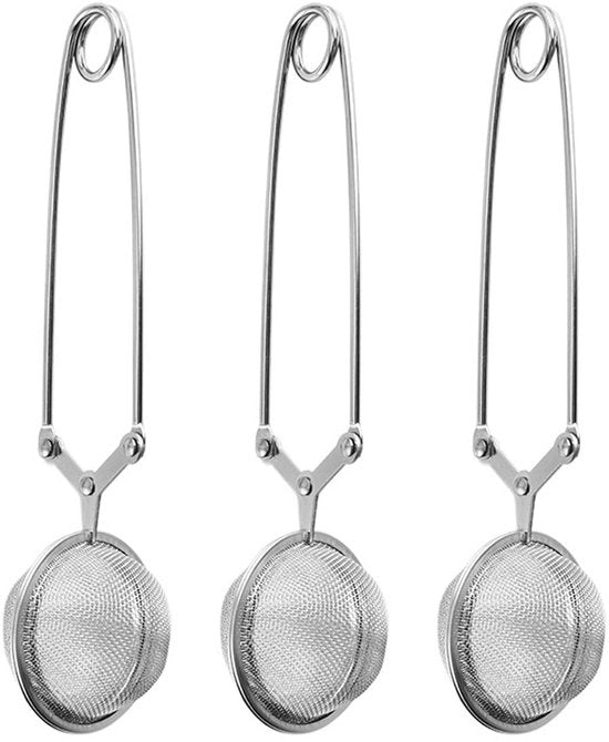 Strumento per infusione a forma di gas - Set da 3 pezzi - Pistone a forma di gas - Manico - Acciaio inossidabile - 15,5 x 3,5 cm - Per infusione di tè e spezie - Modello Theebal