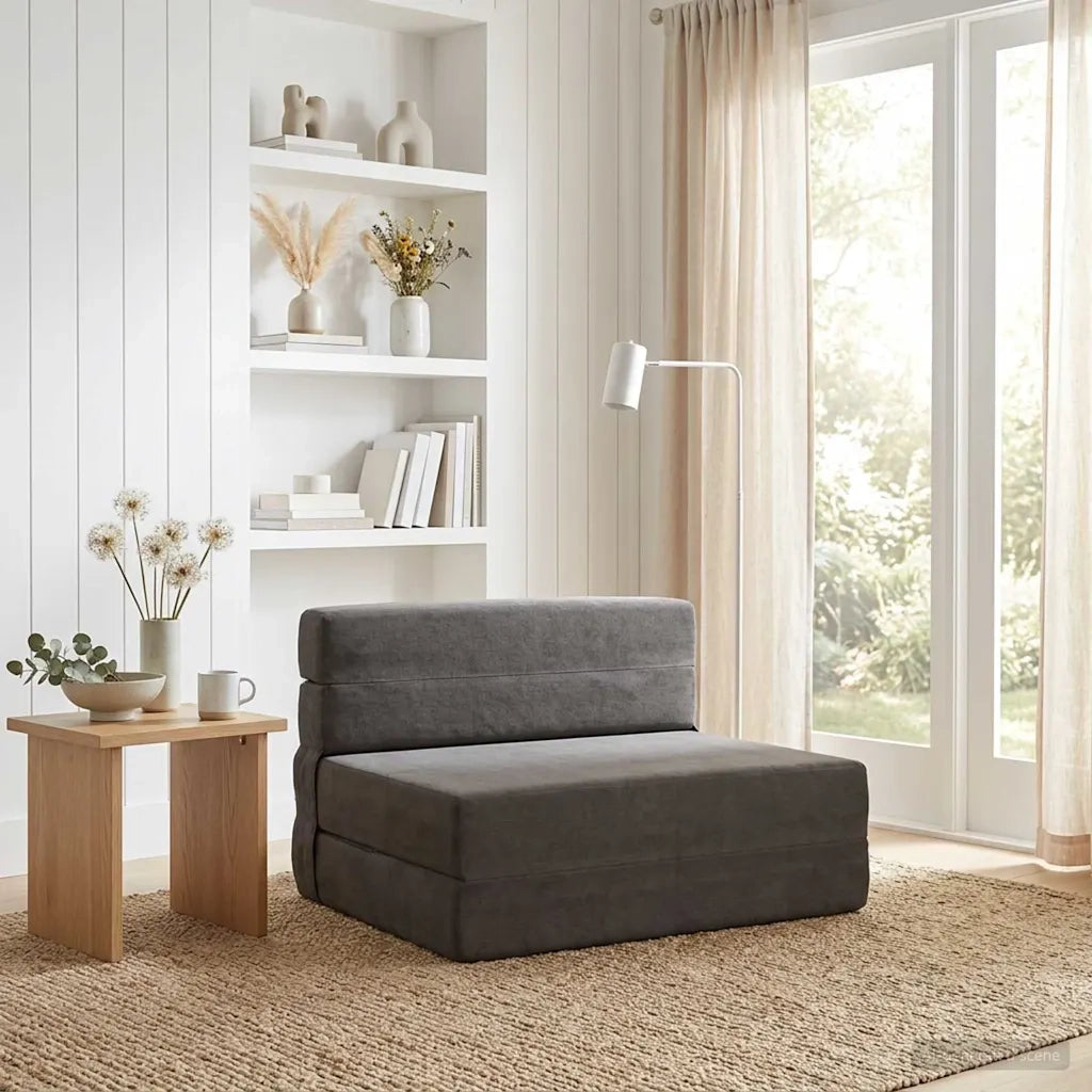 Divano Letto Pieghevole Grigio Scuro 70 x 72 x 60 cm Tessuto