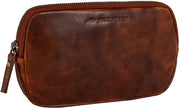 Etui in pelle di vitello vintage con cerniera YKK, contenitore per penne, pelle in cera marrone
