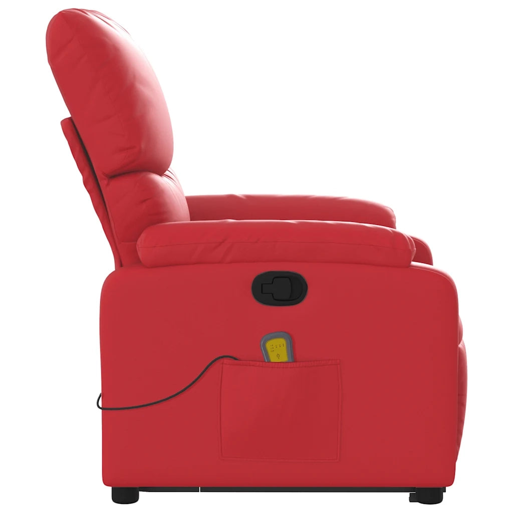 Poltrona Alzapersona Reclinabile Massaggio Rosso in Similpelle 3204898