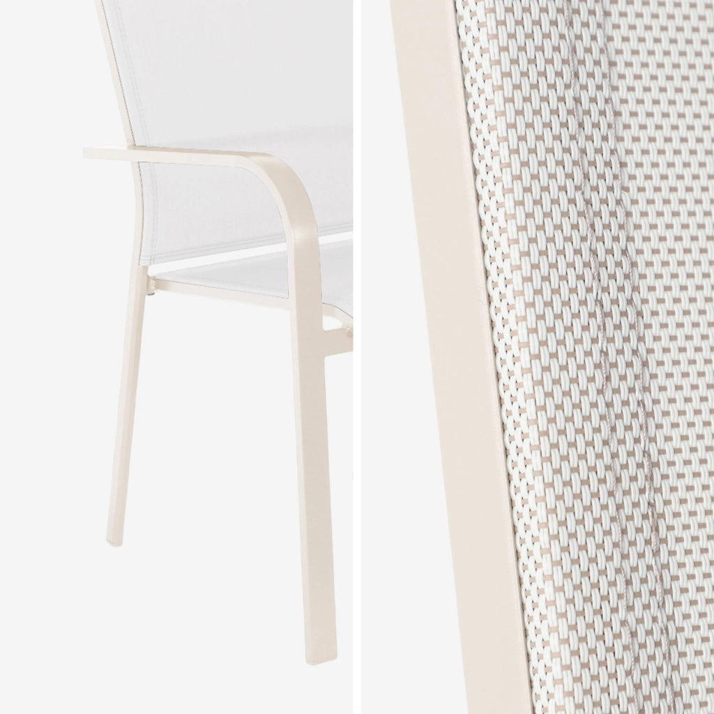 Set 2 sedie da giardino impilabili in alluminio e textilene, beige