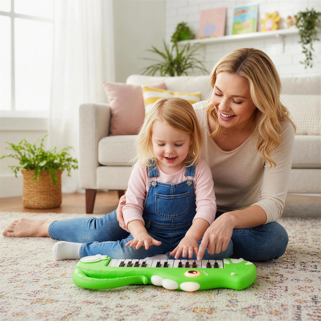 Tastiera pianoforte bambini 25 tasti dinosauro elefante digitale musica-Tastiera luci educativo musicale portatile giocattolo bambini 3+ anni Verde