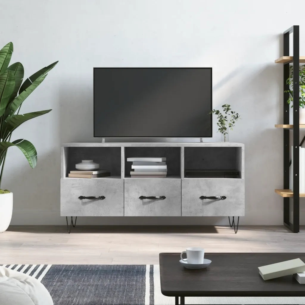Mobile Porta TV-Mobile per TV-Credenza TV Grigio Cemento 102x36x50 cm Legno Multistrato 343445