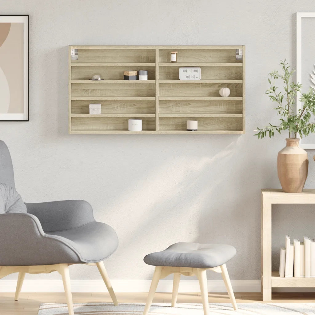 Armadietto Vetrina Rovere Sonoma 100x8,5x50cm Legno Multistrato 847949