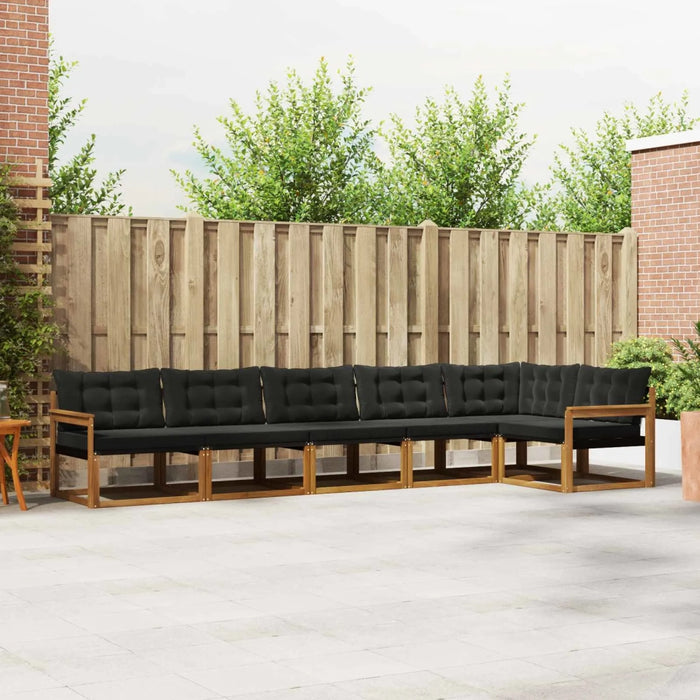 Set di divani da esterno con cuscino 6 pcs Naturale e Nero 3369499