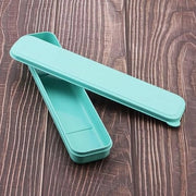 Set di utensili riciclabile in plastica di semi di lino, adatto per pic nic e campeggio (verde).