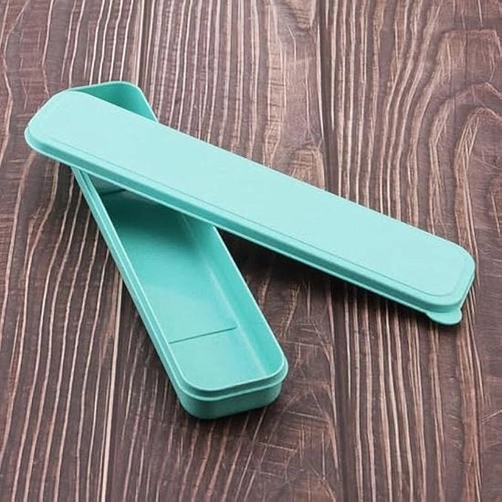 Set di utensili riciclabile in plastica di semi di lino, adatto per pic nic e campeggio (verde).