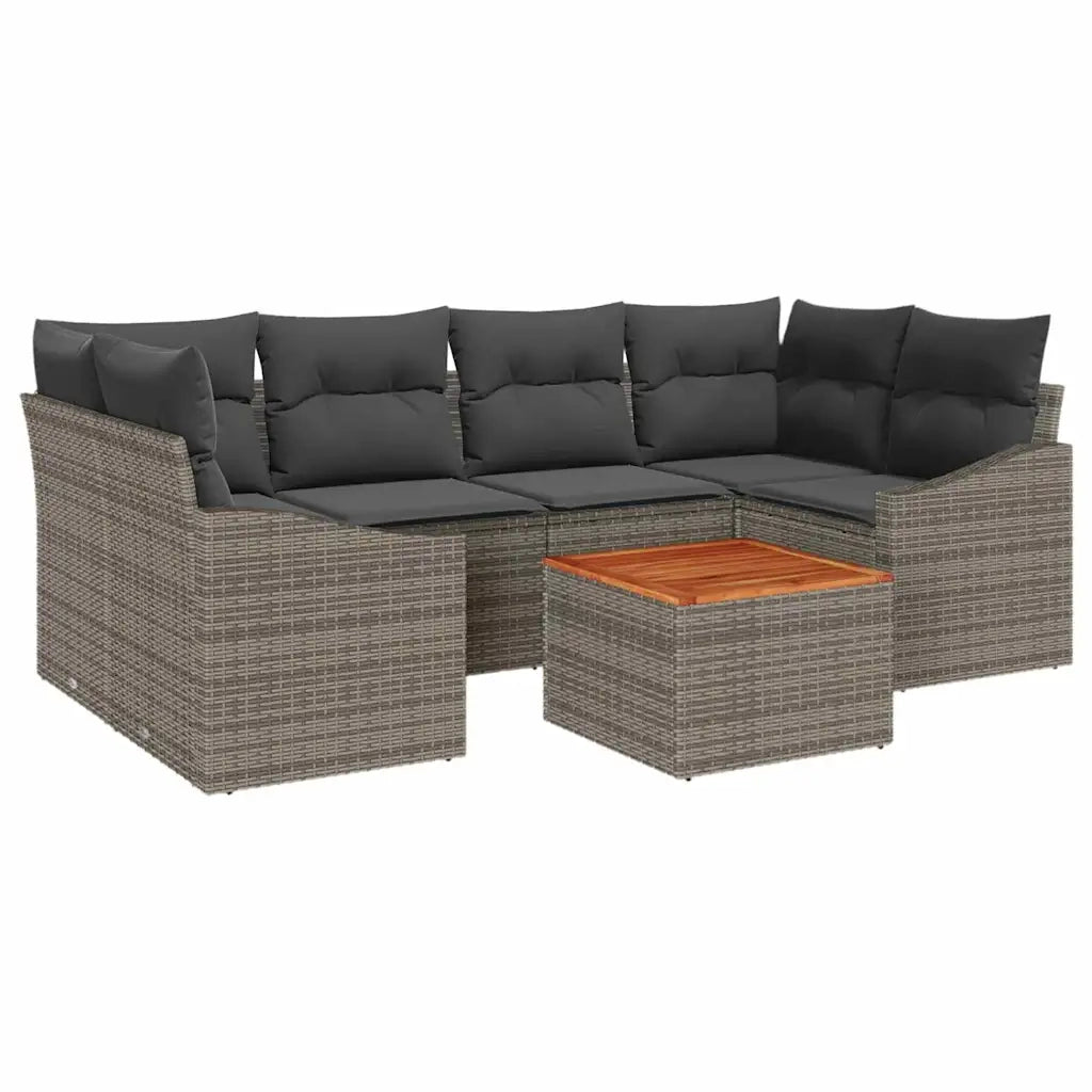 Set Divano da Giardino 7 pcs Grigio polyrattan 3356452