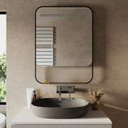 Specchio led retroilluminato 60x80cm con cornice nero opaco luce calda, neutra, fredda e anti-appannamento | Cetus