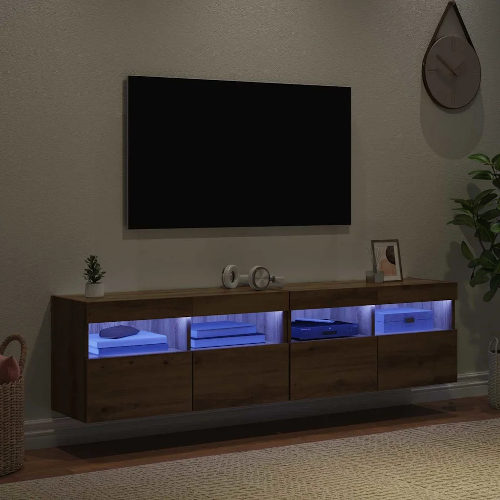 Mobiletti TV da Parete 2 pcs Rovere artigianale 80 x 30 x 40 cm 882980