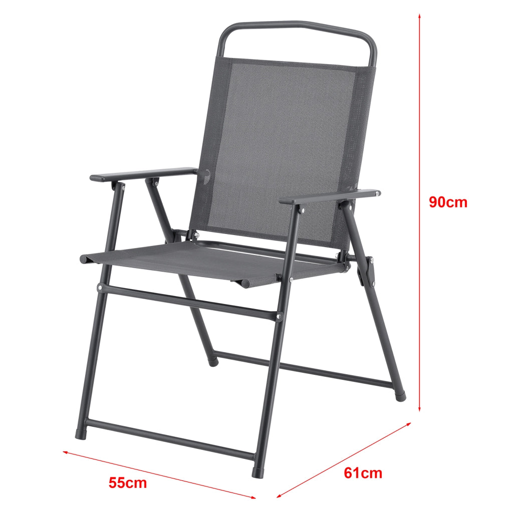 Set Mobili da Giardino Composto di Tavolo, 4 Sedie e Ombrellone - Set di Arredo ad Uso Esterno con Sedie Pieghevoli, Piano Tavolo in Vetro Temperato
