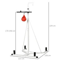 Piattaforma con Pera da Boxe per Allenamento, Stazione da Boxe in Acciaio, Supporto per Punching Ball Rossa, 115x156x224cm