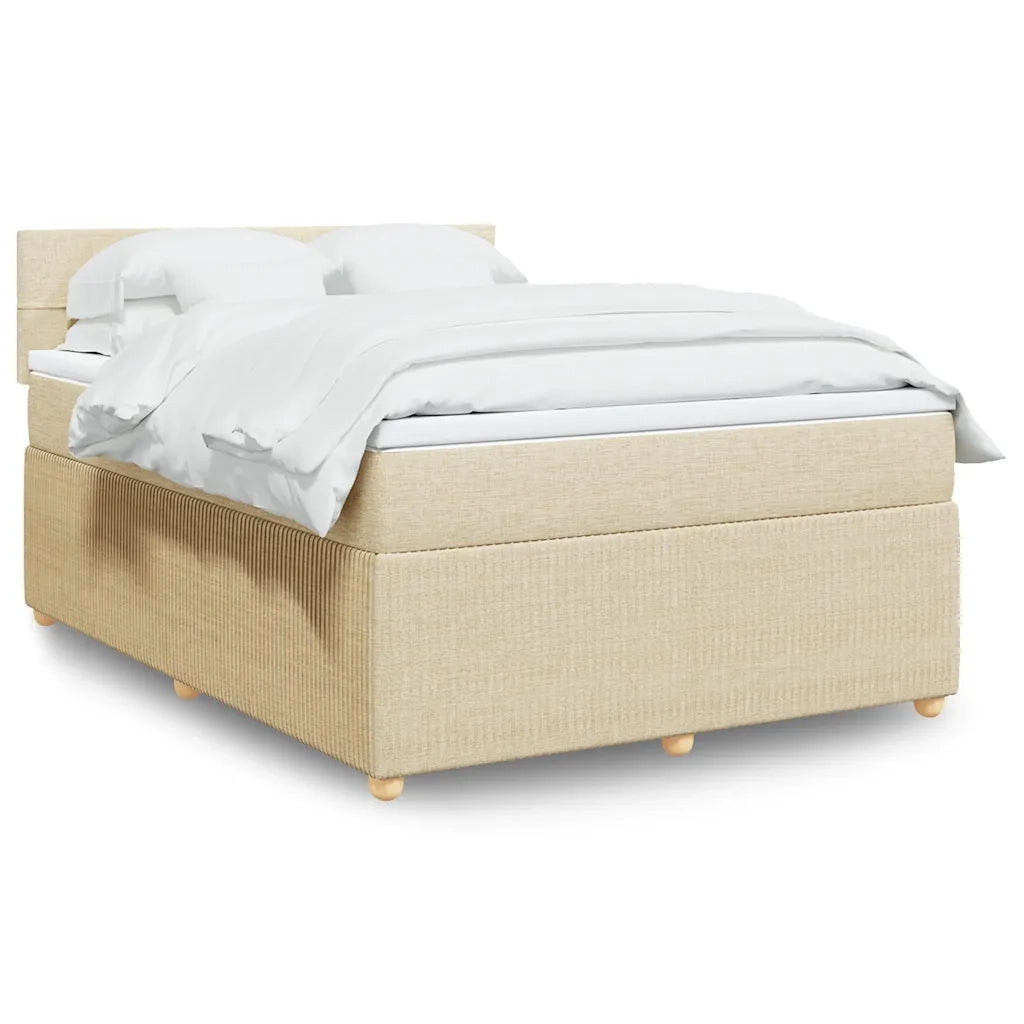 vidaXL Giroletto a Molle con Materasso Crema 140x19 cm in Tessuto
