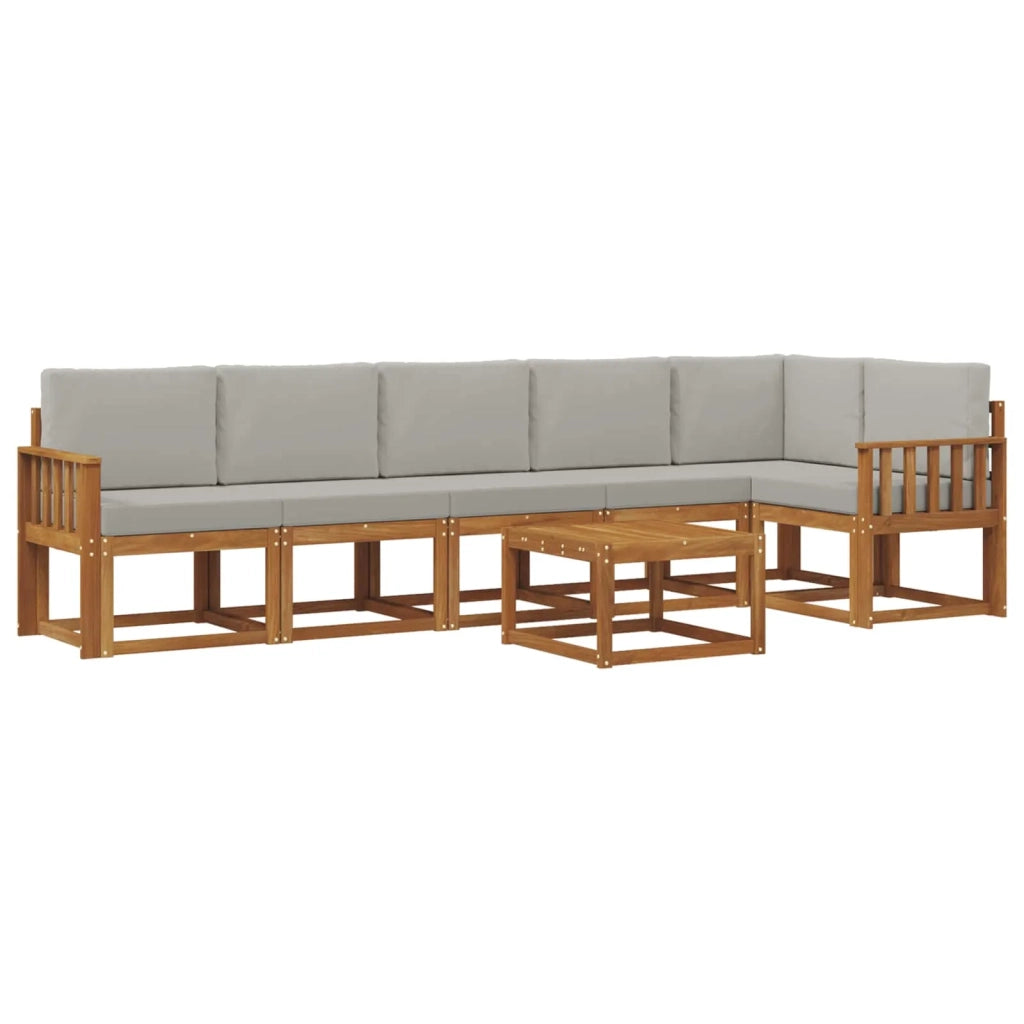 Set di divani da esterno 7 pcs Grigio Naturale e Chiaro 3366494