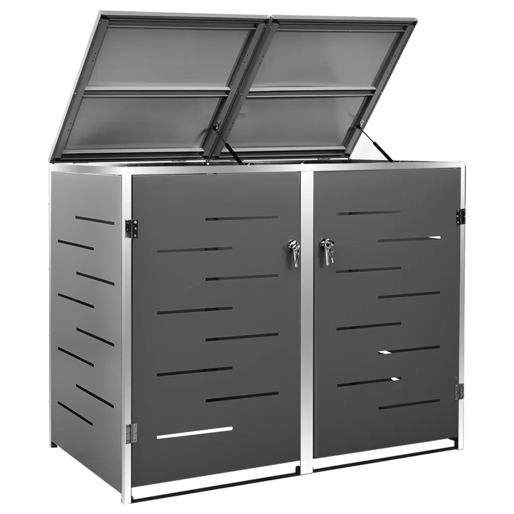 Copri Bidoni Pattumiera Doppia 138x77,5x115,5 cm Acciaio Inox cod mxl 52620