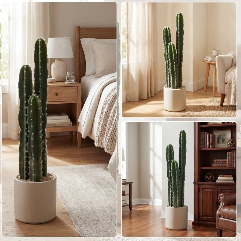 Pianta artificiale di cactus alta 95 cm con vaso decorativo, realistica, per interni