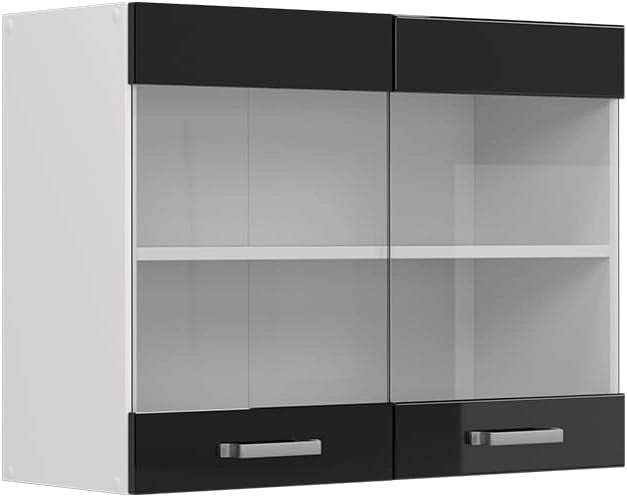 Frontale cucina R-Line, Nero lucido, 79.2 x 59 cm frontale del mobile per pensile con vetro