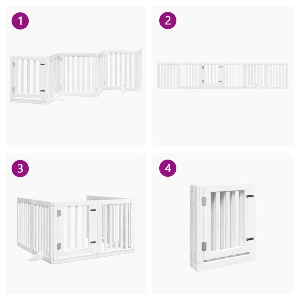 Cancello Cani Porta Pieghevole Bianco 6 Pannelli 300 cm Pioppo 352245