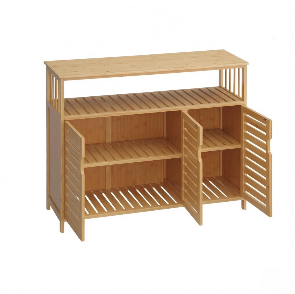 Credenza in bambù naturale 100x35x82 cm con ante