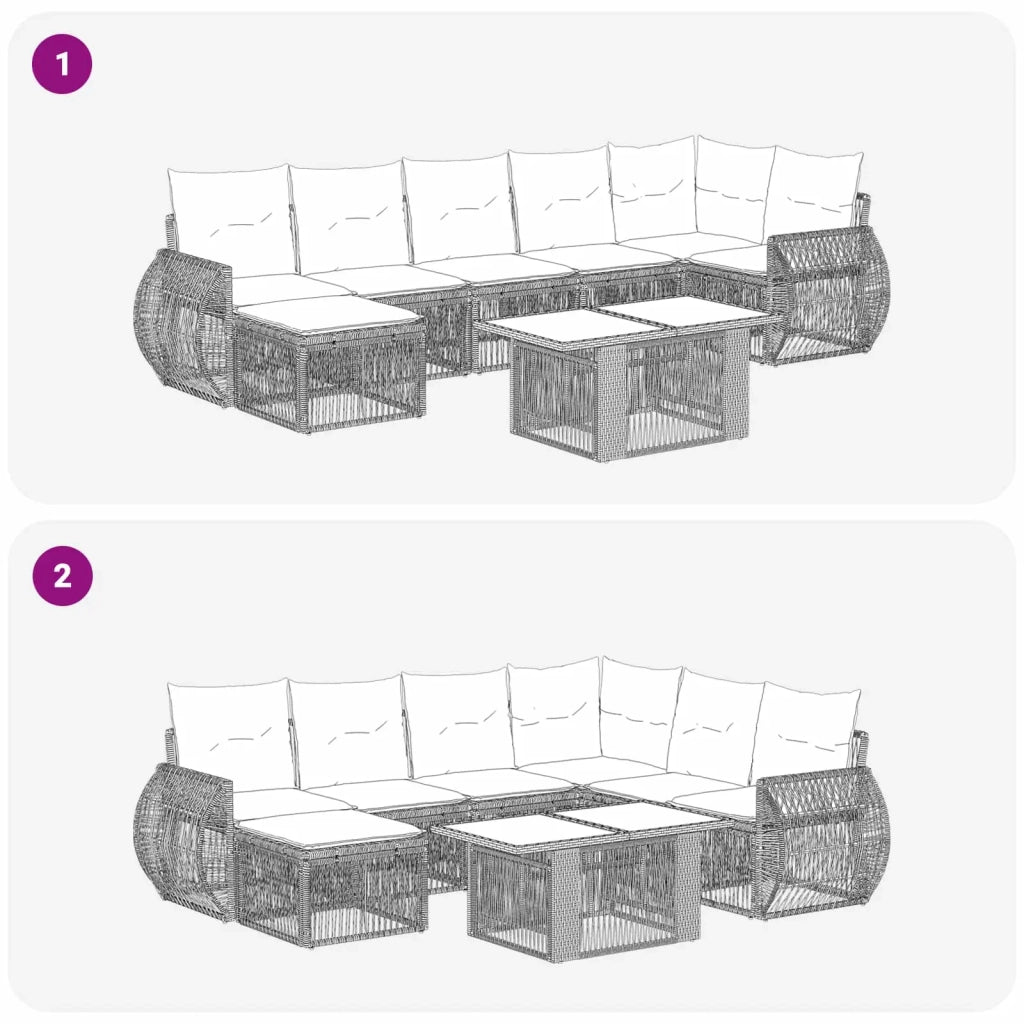 Set Divano da Giardino 8 pz Grigio e Grigio Scuro polyrattan 3436979