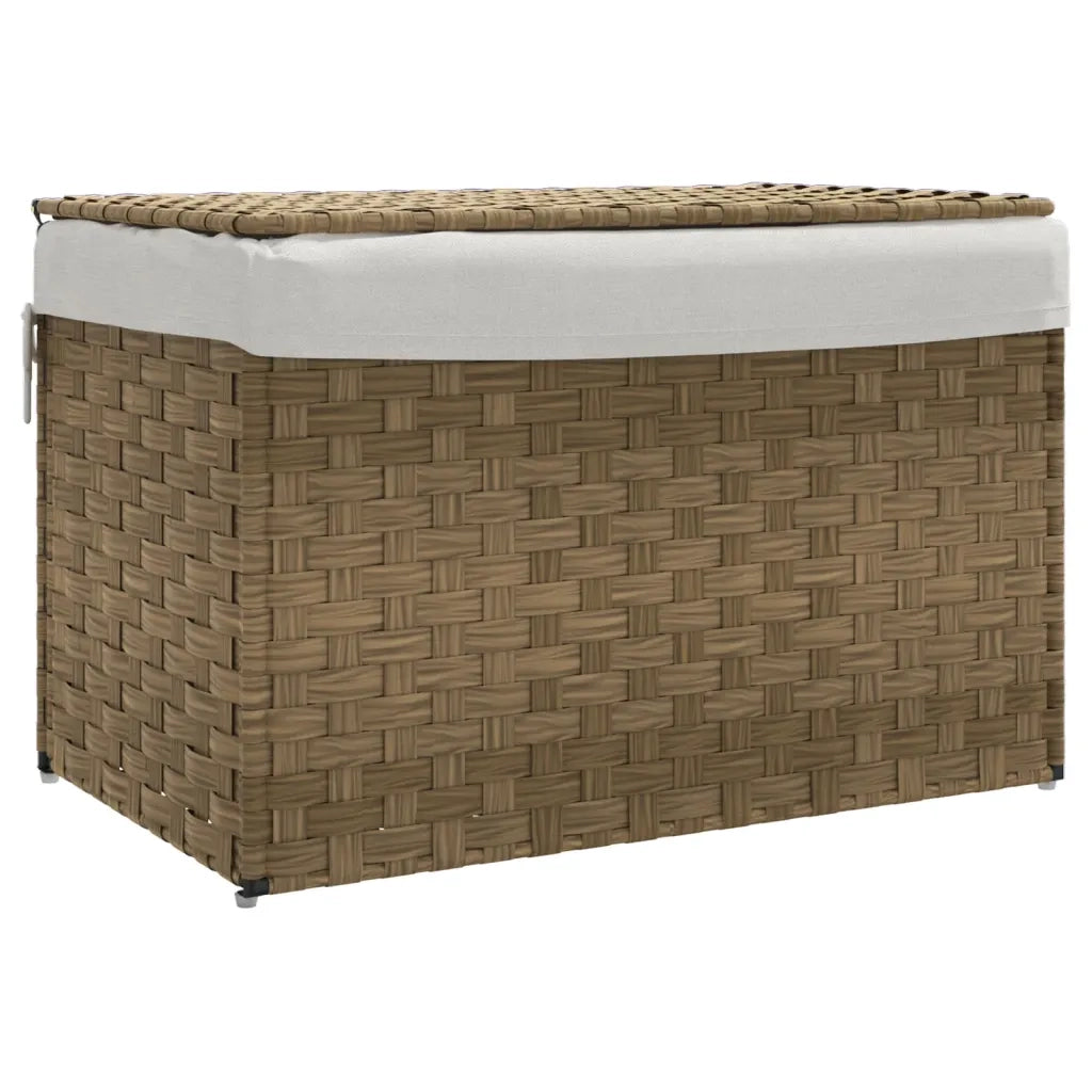 Cesto Portabiancheria con Coperchio 55,5x35x34 cm Polyrattan 372049