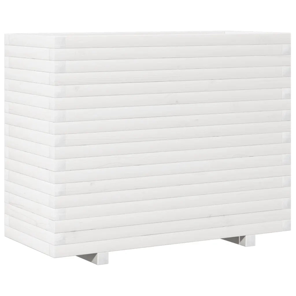 Fioriera da Giardino Bianca 90x40x72 cm Legno Massello di Pino