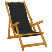 Sedia da Giardino | Sedia da Spiaggia Pieghevole Braccioli Legno Acacia&Textilene