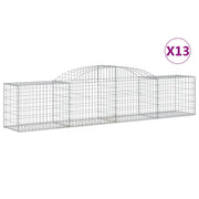 Cestini gabbioni recinzione a gabbia muro di contenimento ad arco 13 pezzi 300 x 50 x 60/80 cm ferro zincato argento 02_0040397