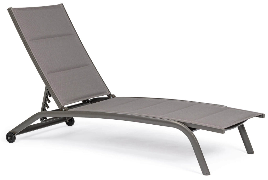 Lettino Prendisole da Giardino 61x192x96 cm con Ruote in Alluminio Tortora