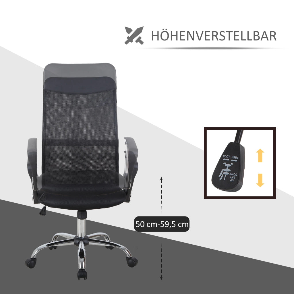 Sedia da ufficio ergonomica con braccioli e schienale alto regolabile ¨C zephmum ¨C nero