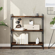 Libreria a 3 Ripiani-Scaffale per Libri-Mobile di Stoccaggio Rovere Fumo 80x30x86 cm Legno Multistrato