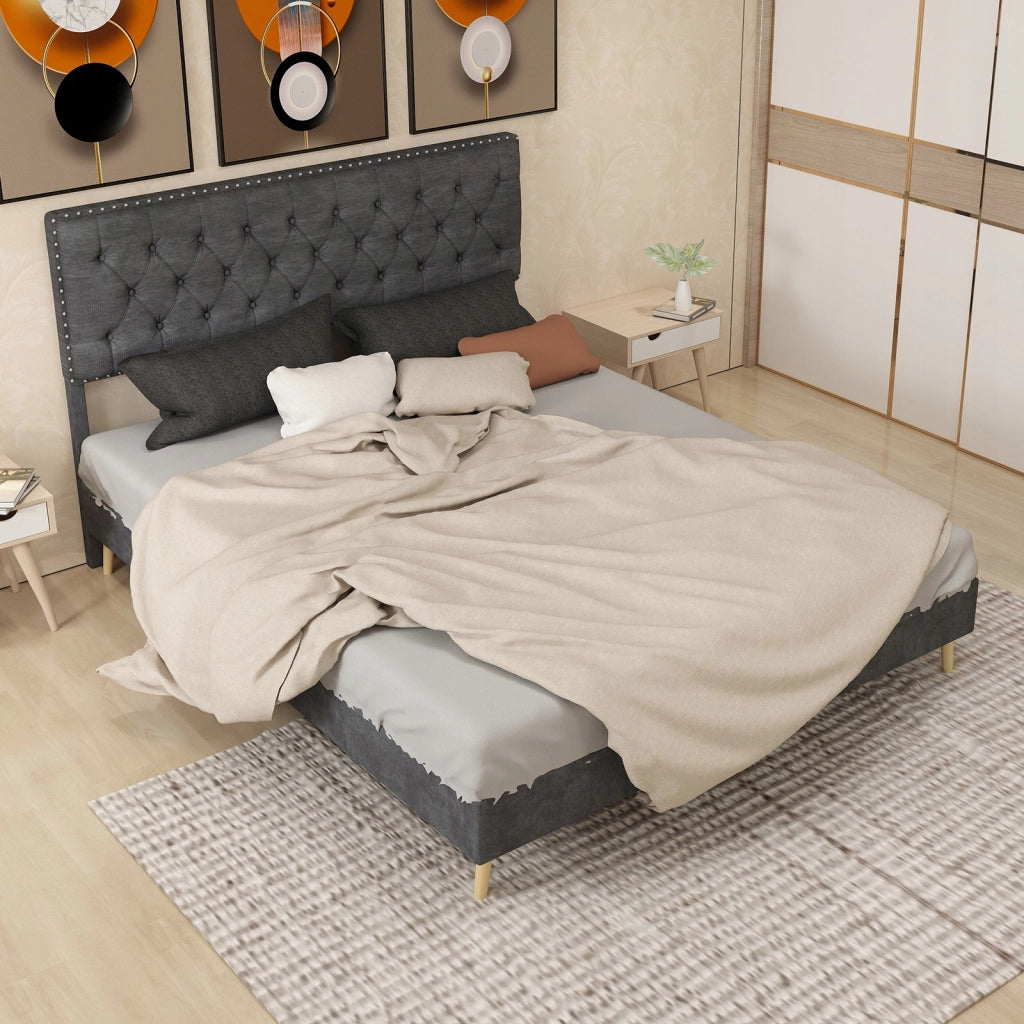 Letto matrimoniale minimalista - Xylo - 160x200 - Grigio