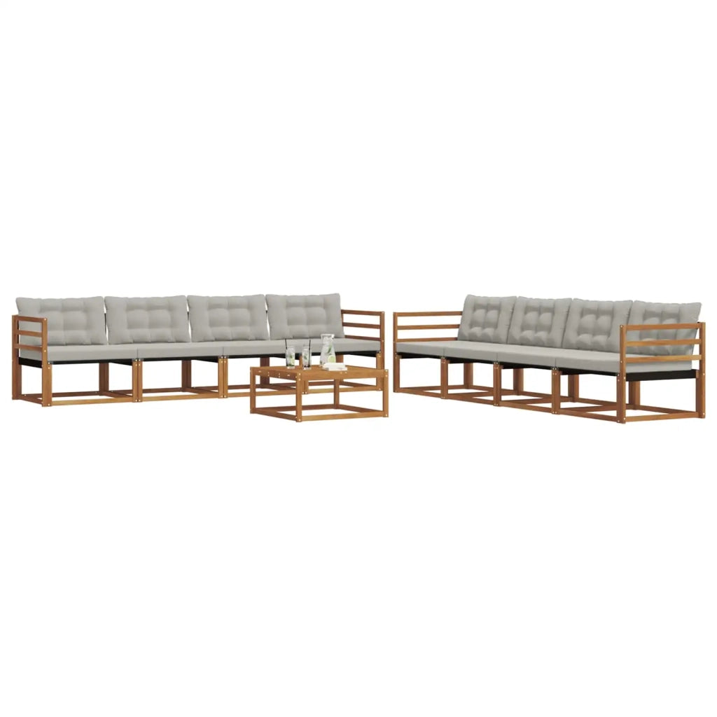 Set di divani da esterno 9 pcs Grigio Naturale e Chiaro 3369302