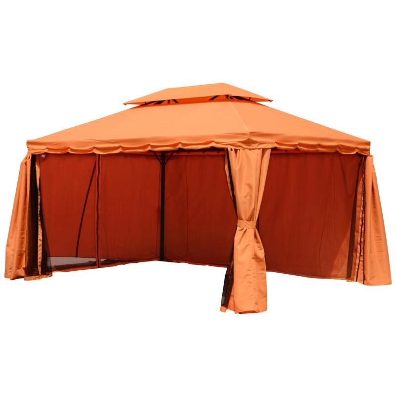 GAZEB LUSSUOSO DESIGN DOPPIA TETTOIA DA GIARDINO IDROREPELLENTE TESSUTO ANTIZANZARA 3X4 MT