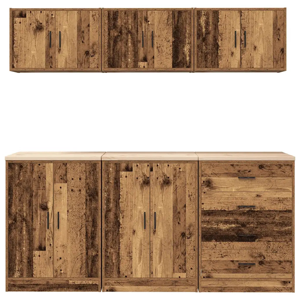 Armadi da Garage 6 pz Legno Antico in Legno Multistrato 3328348