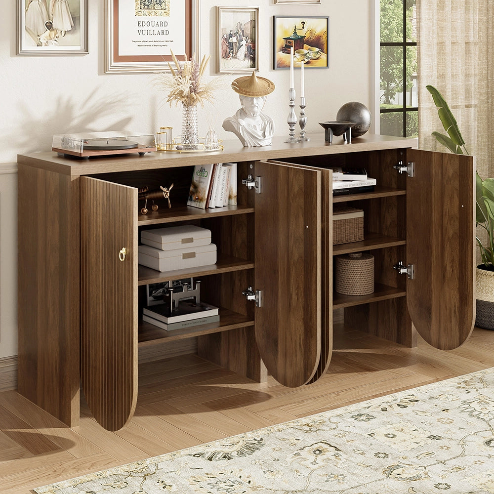 Buffet - Xylo - 4porte noce alluminio 147x40x80cm